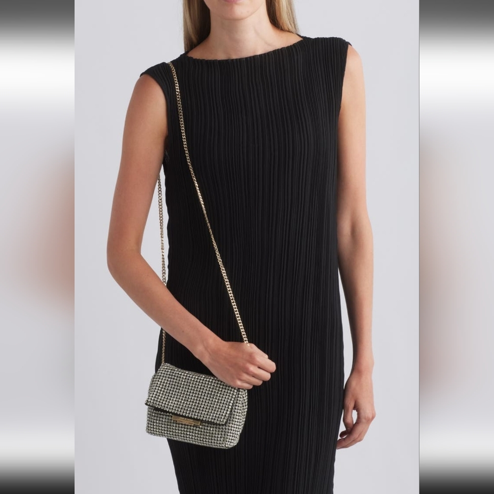 Ted Baker London Glitters Mini Crystal Crossbody In Silver